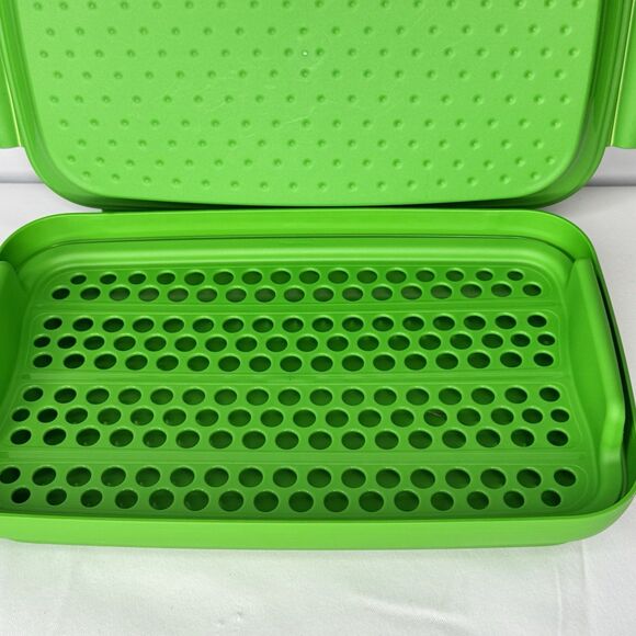 Tupperware Rectangle Smart Prep Marinate Flip & Shake Breader Green Green 3pc - Picture 3 of 8